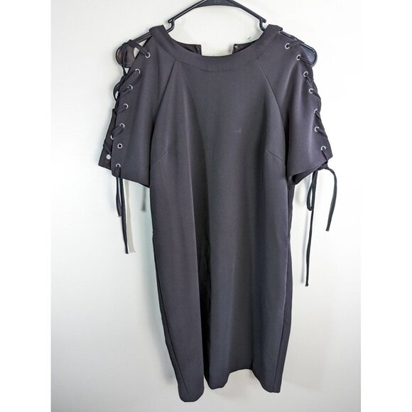 Forever21 Black Lace Up Sleeve Alternative Slip Dress Small - Picture 1 of 9